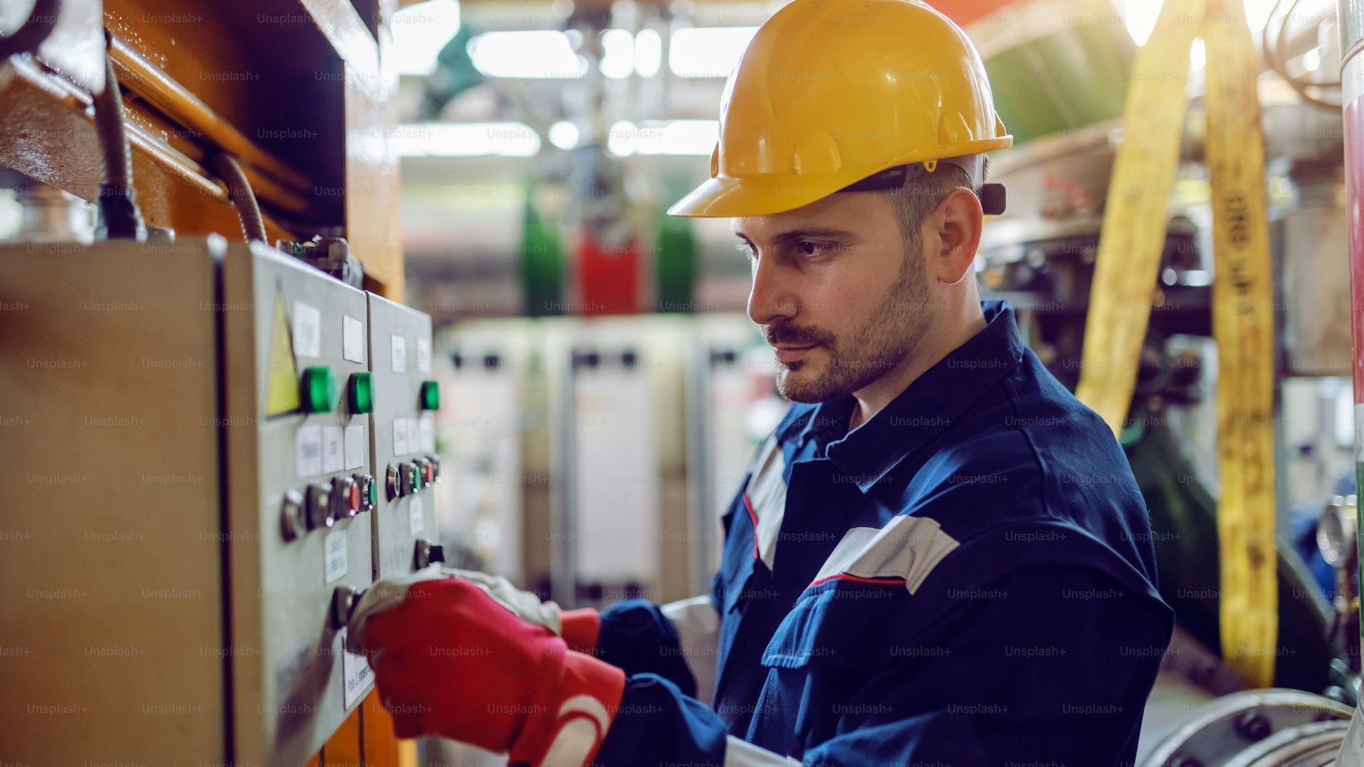 Électricien au travail sur une installation électrique